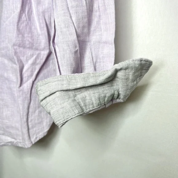 Marc Anthony Lavender Linen Blend Button Down Mens L Slim Fit Long Sleeve Shirt - Picture 5 of 12